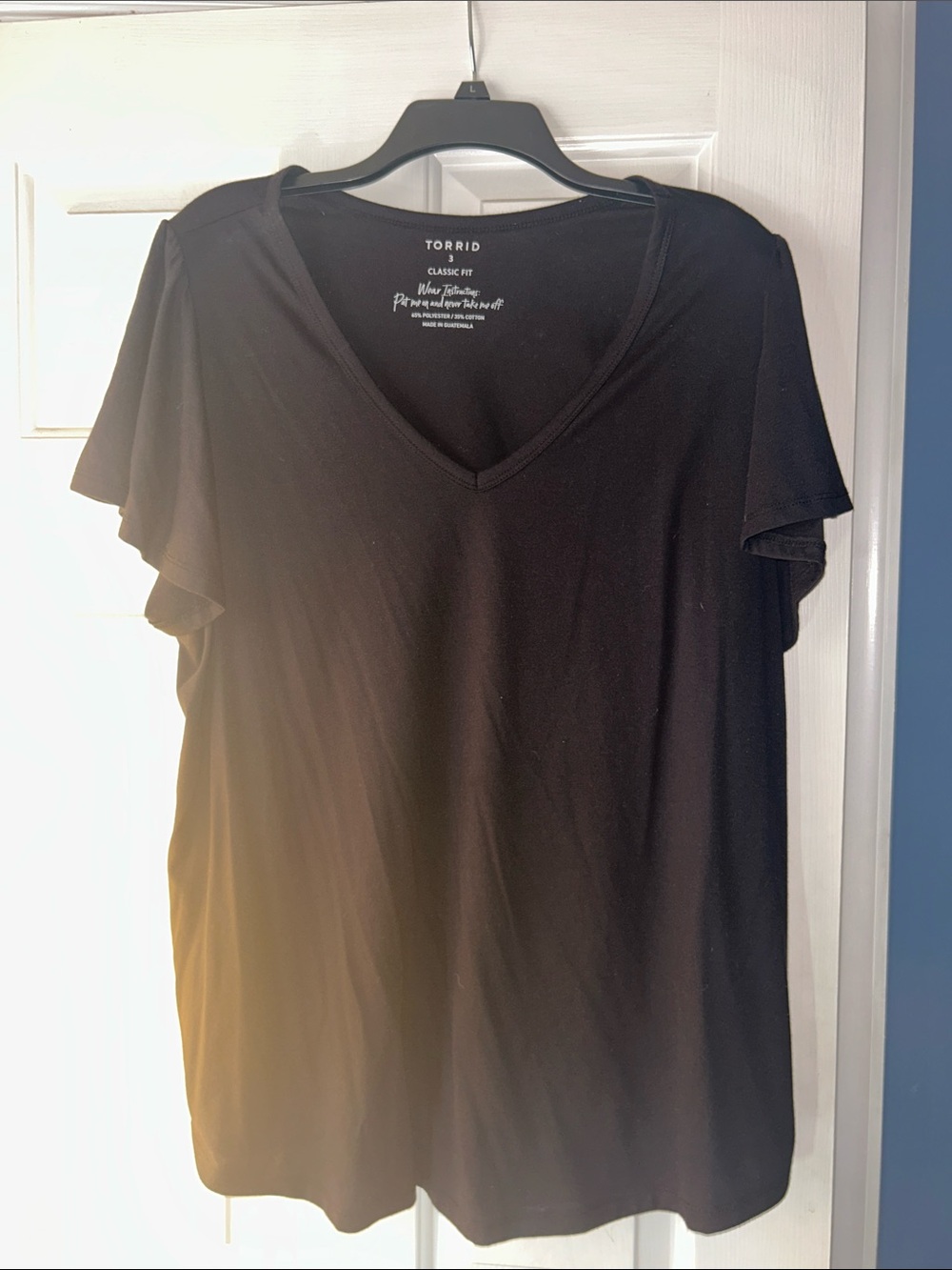 torrid Black V-Neck Flutter Sleeve Tee. Torrid size 3